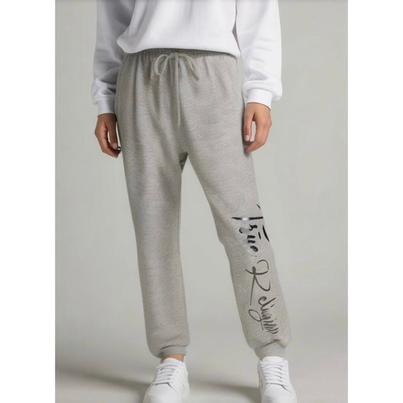 NWT True Religion Woman's Sweatpants Jogger Sz XS Gray Drawstring Waist Mid Rise - Picture 1 of 16